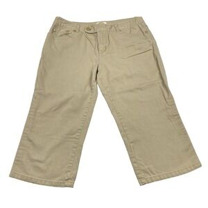 Talbots Perfect Crop Capri‎ Pants Wide Leg Womens 10 Petite Beige Casual Stretch